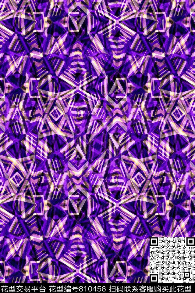 小方块不规则几何菱形数码印花华亿平台下载（图片编号: 810456） - 瓦栏（Walan）