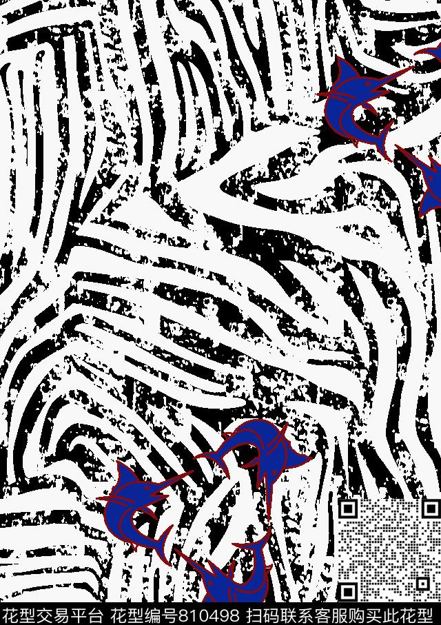 不规则几何鲨鱼抽象底纹传统印花华亿平台下载（图片编号: 810498） - 瓦栏（Walan）