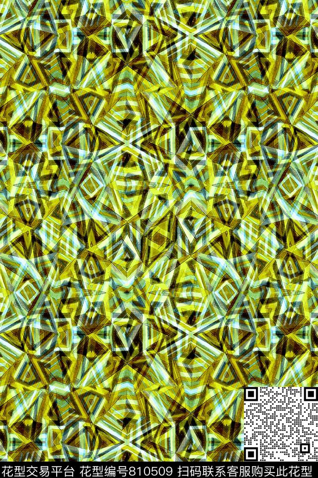 小方块不规则几何菱形数码印花华亿平台下载（图片编号: 810509） - 瓦栏（Walan）