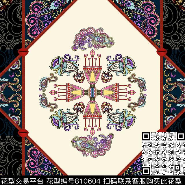 印第安宫廷风中国风数码印花华亿平台下载（图片编号: 810604） - 瓦栏（Walan）