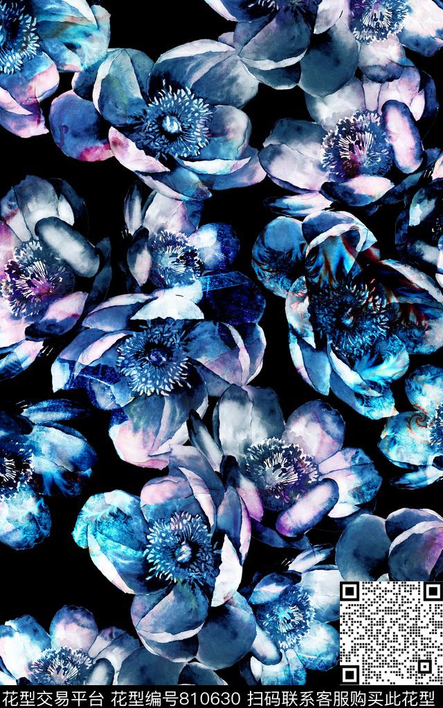 肌理花朵花卉数码印花华亿平台下载（图片编号: 810630） - 瓦栏（Walan）