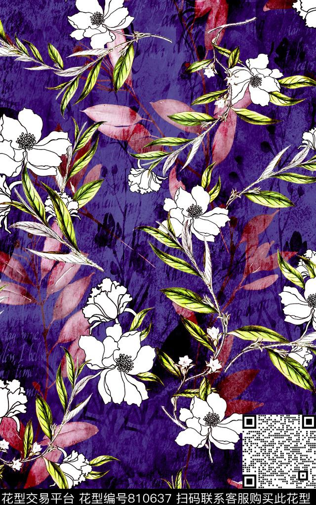 花朵花卉肌理数码印花华亿平台下载（图片编号: 810637） - 瓦栏（Walan）