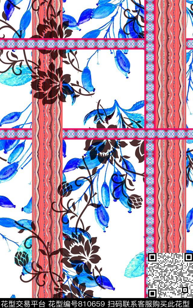 欧式青花瓷民族风数码印花华亿平台下载（图片编号: 810659） - 瓦栏（Walan）