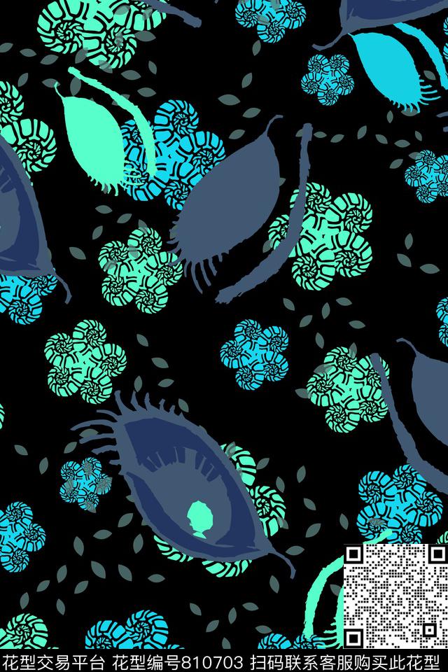 小碎花欧式抽象数码印花华亿平台下载（图片编号: 810703） - 瓦栏（Walan）