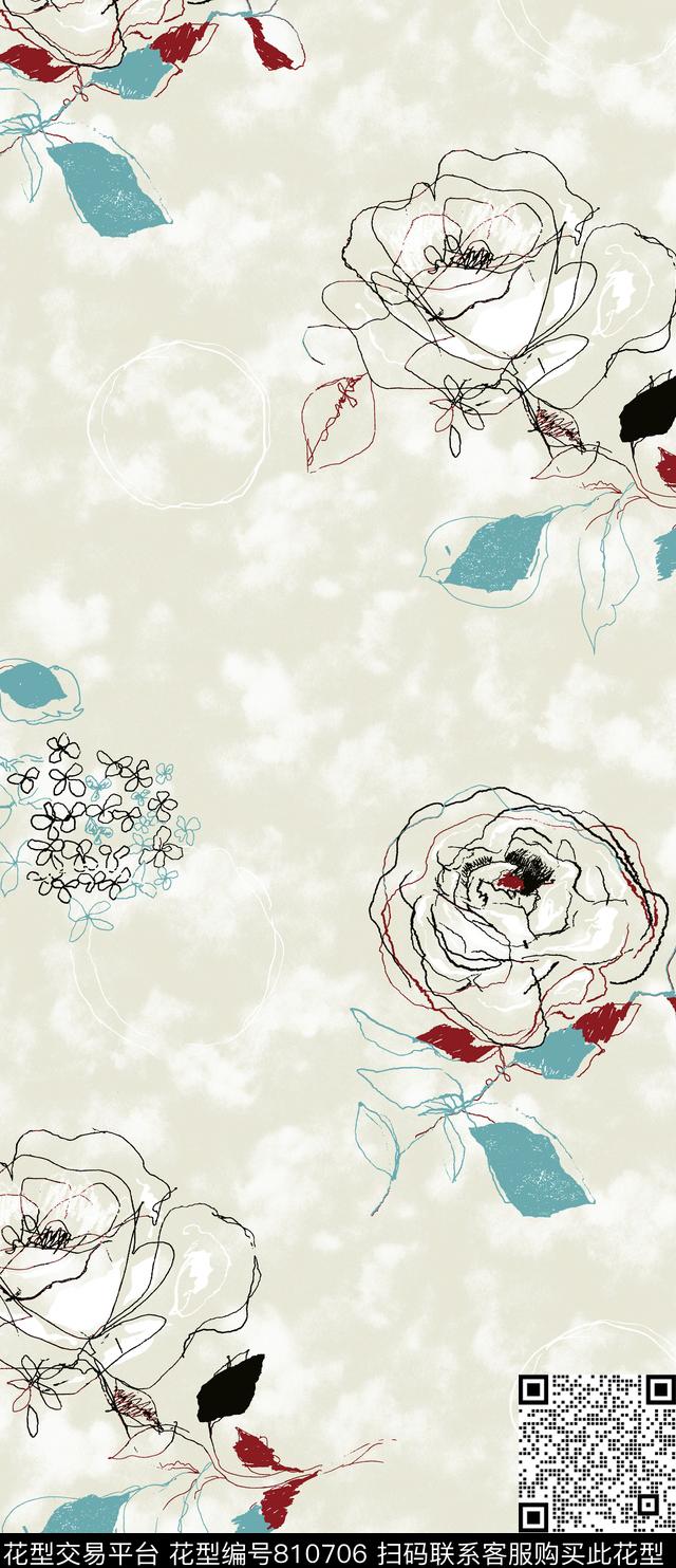 花卉女装面料传统印花华亿平台下载（图片编号: 810706） - 瓦栏（Walan）
