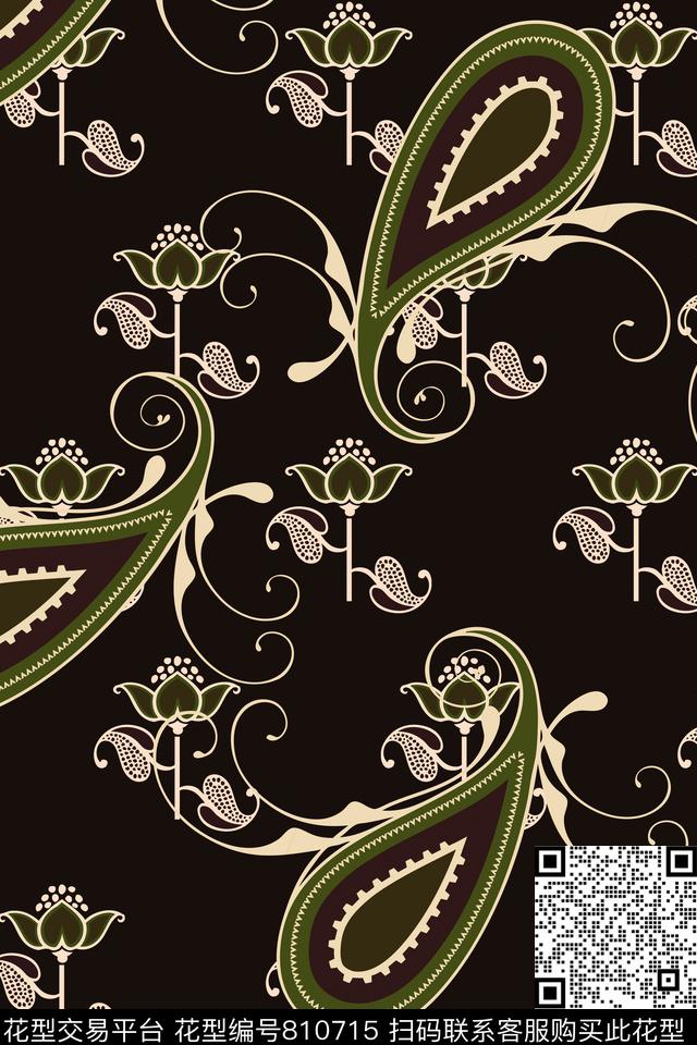 卷草纹火腿纹欧式数码印花华亿平台下载（图片编号: 810715） - 瓦栏（Walan）