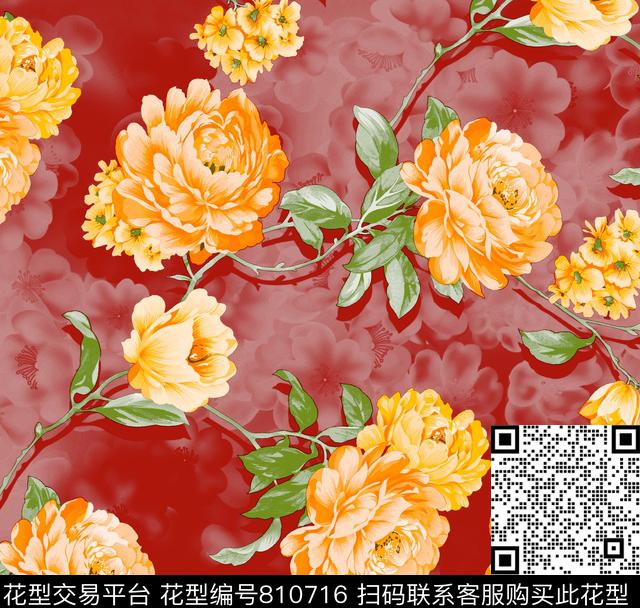 花卉床品女装传统印花华亿平台下载（图片编号: 810716） - 瓦栏（Walan）