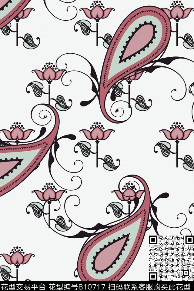 卷草纹火腿纹欧式数码印花华亿平台下载（图片编号: 810717） - 瓦栏（Walan）