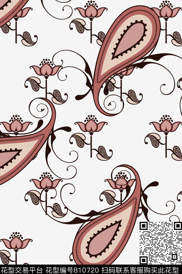 卷草纹火腿纹欧式数码印花华亿平台下载（图片编号: 810720） - 瓦栏（Walan）