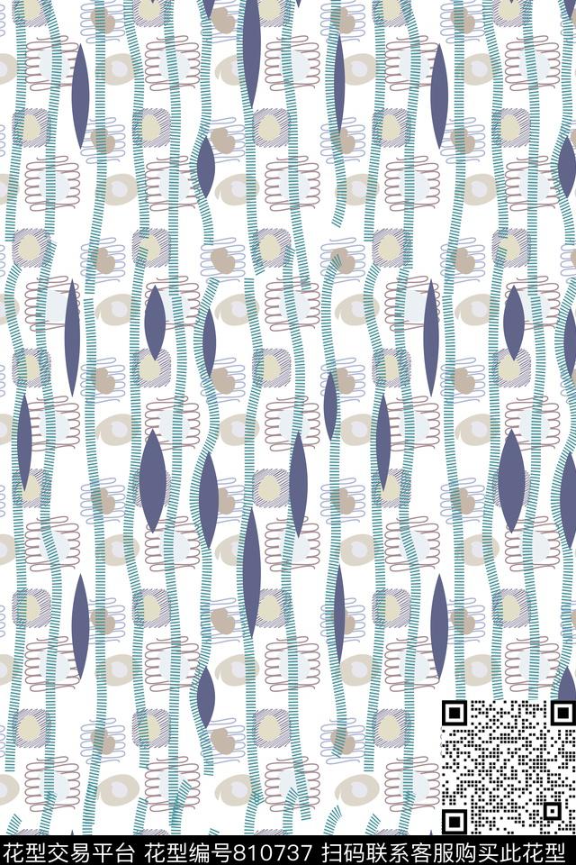 民族风条纹格子数码印花华亿平台下载（图片编号: 810737） - 瓦栏（Walan）