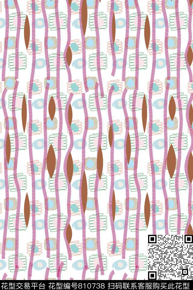 民族风条纹格子数码印花华亿平台下载（图片编号: 810738） - 瓦栏（Walan）