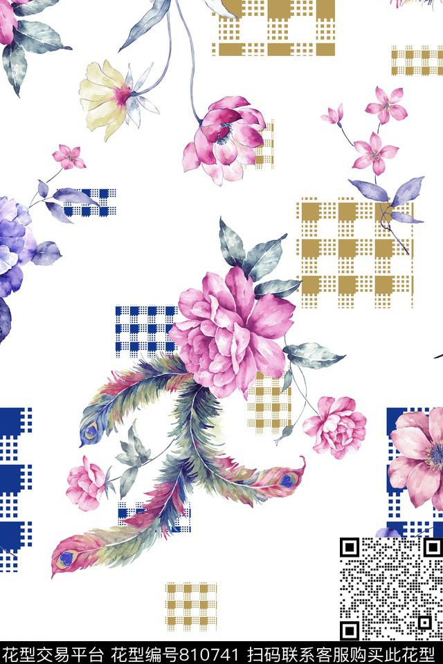 简欧民族风格子数码印花华亿平台下载（图片编号: 810741） - 瓦栏（Walan）