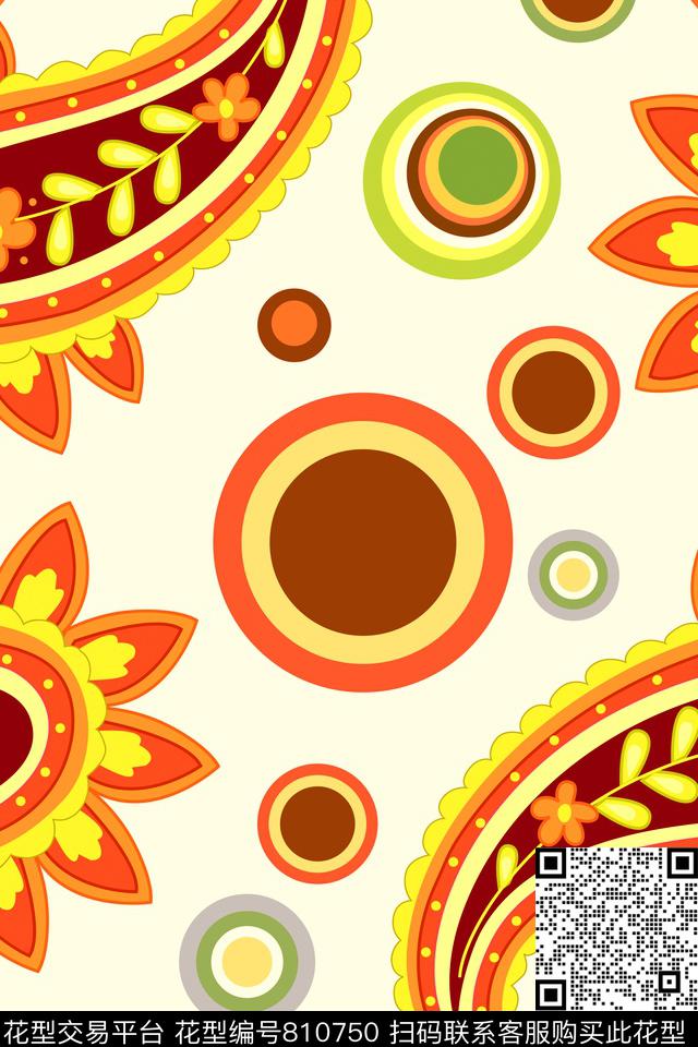 佩兹利花纹圆点火腿纹数码印花华亿平台下载（图片编号: 810750） - 瓦栏（Walan）