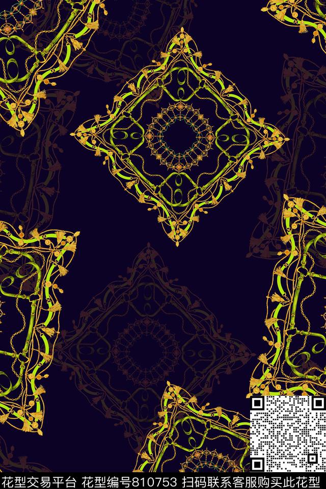 宫廷风链条欧式数码印花华亿平台下载（图片编号: 810753） - 瓦栏（Walan）