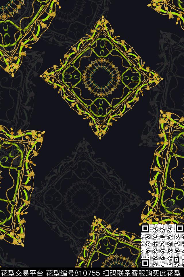 宫廷风链条欧式数码印花华亿平台下载（图片编号: 810755） - 瓦栏（Walan）