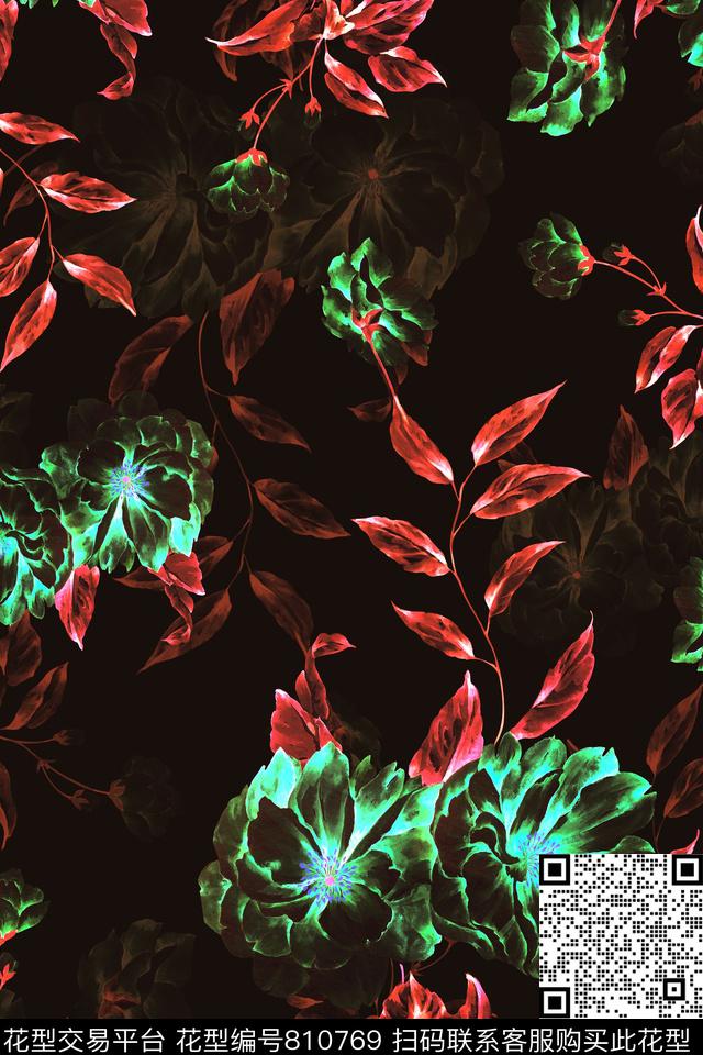 手绘欧式复古田园风数码印花华亿平台下载（图片编号: 810769） - 瓦栏（Walan）