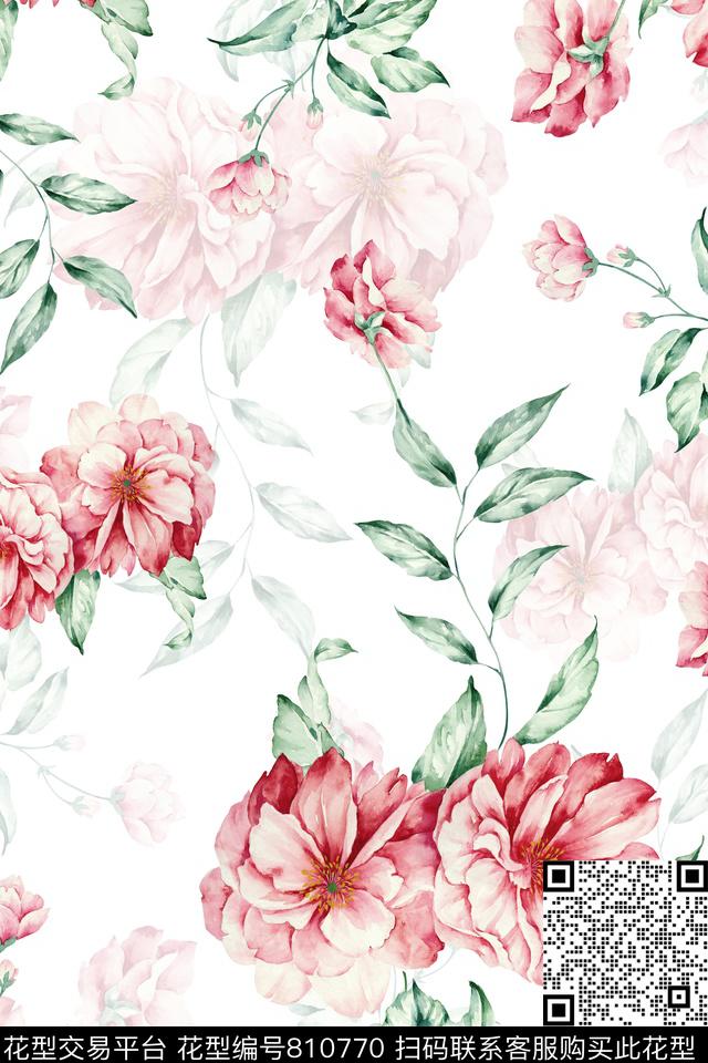 手绘欧式复古田园风数码印花华亿平台下载（图片编号: 810770） - 瓦栏（Walan）