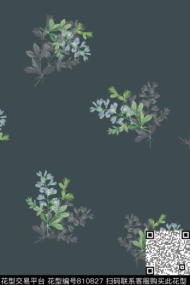 衬衫乱花花卉数码印花华亿平台下载（图片编号: 810827） - 瓦栏（Walan）