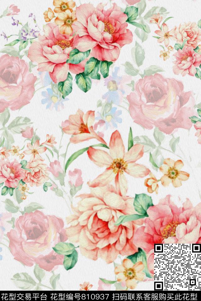 花朵花瓣花卉数码印花华亿平台下载（图片编号: 810937） - 瓦栏（Walan）