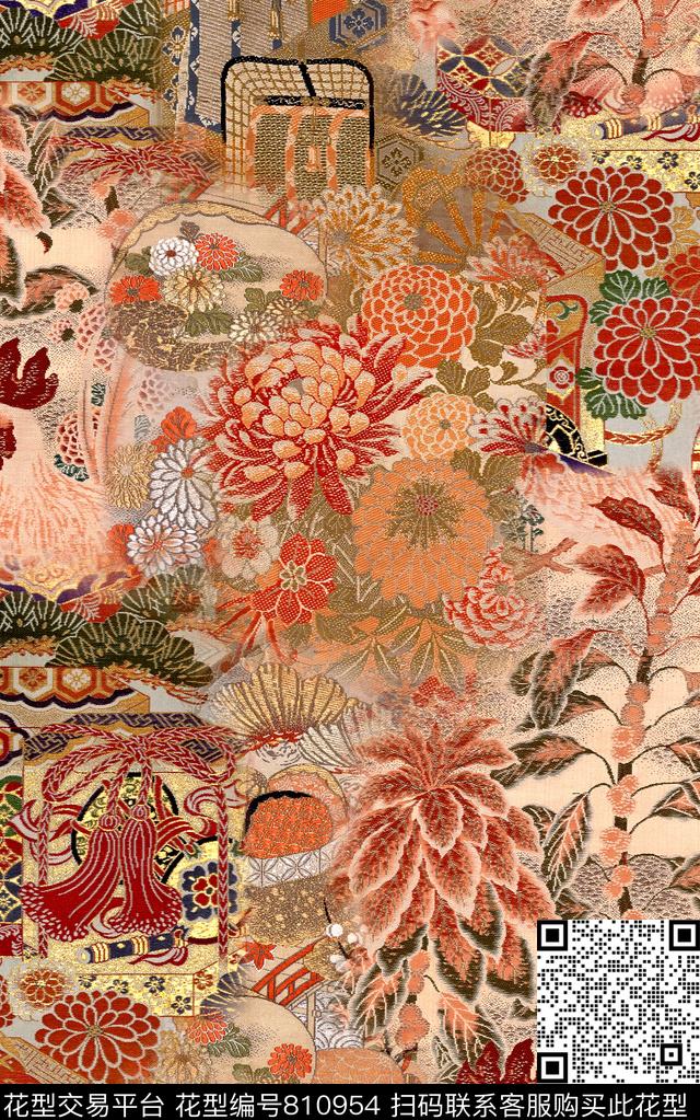 民族风绣花风景数码印花华亿平台下载（图片编号: 810954） - 瓦栏（Walan）