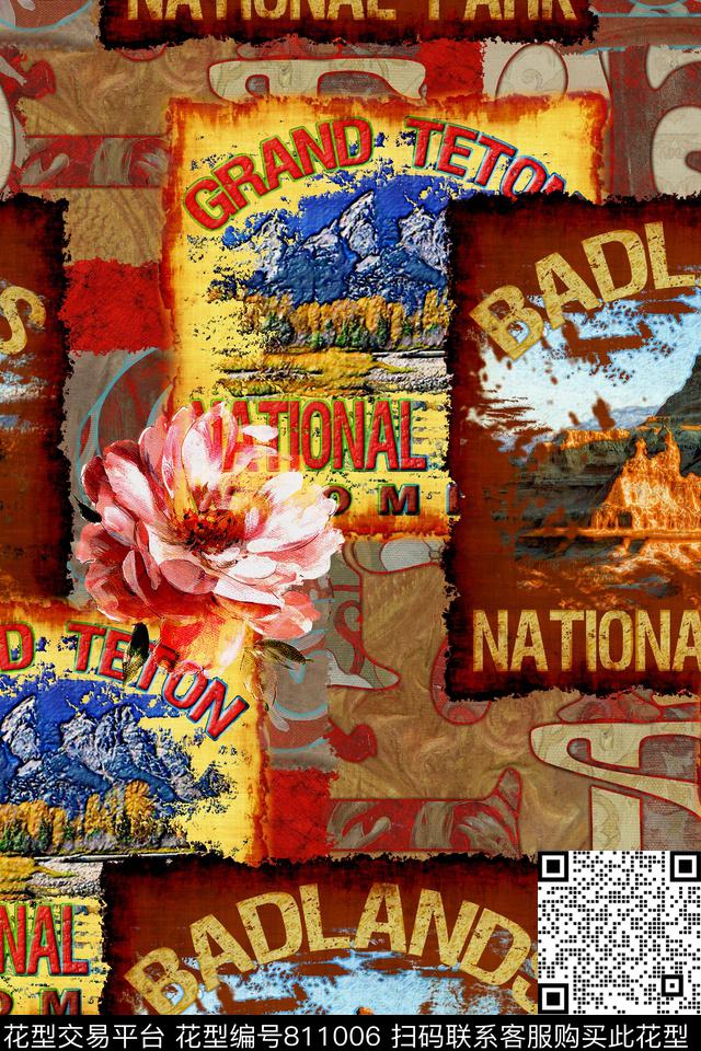 抽象几何拼接数码印花华亿平台下载（图片编号: 811006） - 瓦栏（Walan）