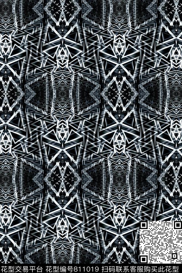 小方块菱形三角形传统印花华亿平台下载（图片编号: 811019） - 瓦栏（Walan）