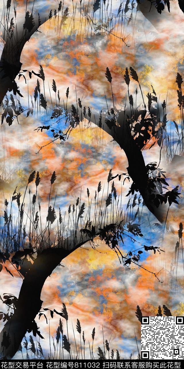 树水彩数码数码印花华亿平台下载（图片编号: 811032） - 瓦栏（Walan）
