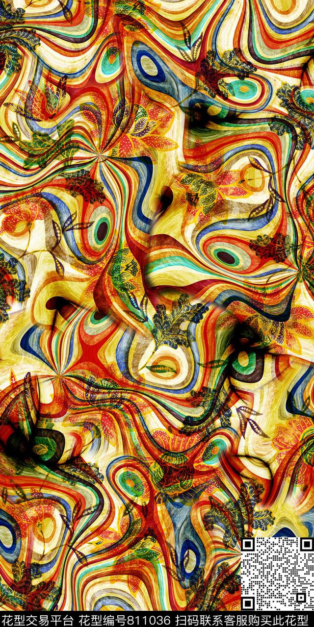 乱花水彩趣味数码印花华亿平台下载（图片编号: 811036） - 瓦栏（Walan）