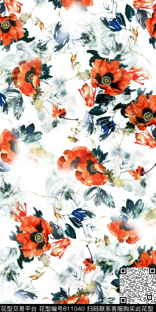 花朵花卉乱花数码印花华亿平台下载（图片编号: 811040） - 瓦栏（Walan）