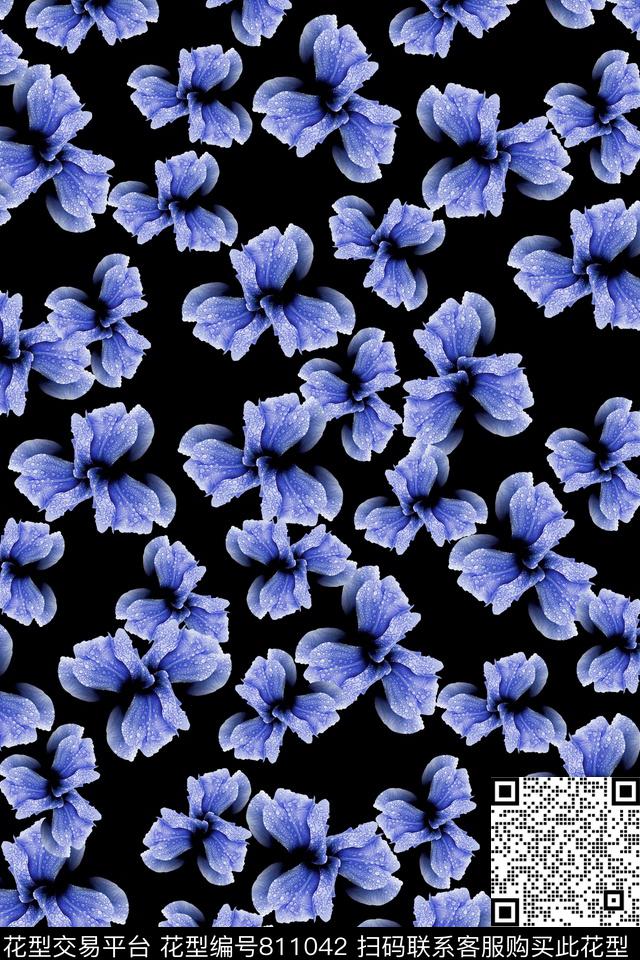 花朵女装清新数码印花华亿平台下载（图片编号: 811042） - 瓦栏（Walan）