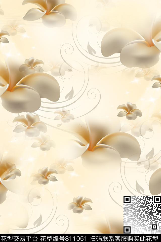 花朵花瓣花卉数码印花华亿平台下载（图片编号: 811051） - 瓦栏（Walan）