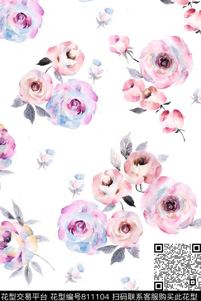 花朵花瓣花卉数码印花华亿平台下载（图片编号: 811104） - 瓦栏（Walan）