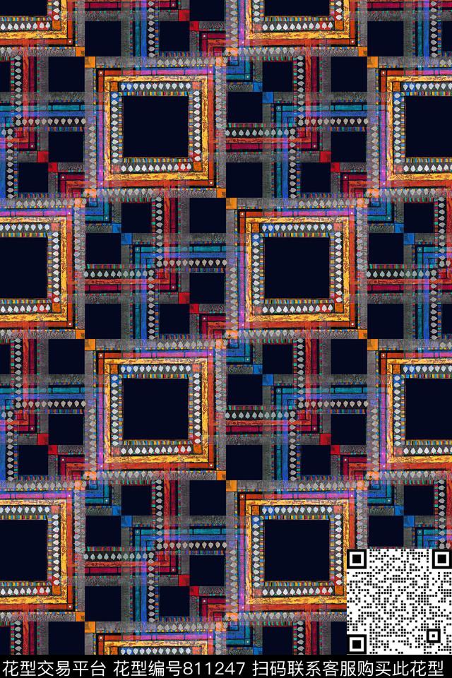 抽象肌理几何数码印花华亿平台下载（图片编号: 811247） - 瓦栏（Walan）