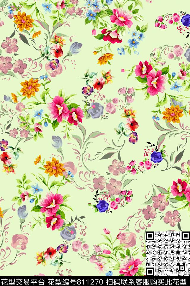 花卉花朵大花数码印花华亿平台下载（图片编号: 811270） - 瓦栏（Walan）