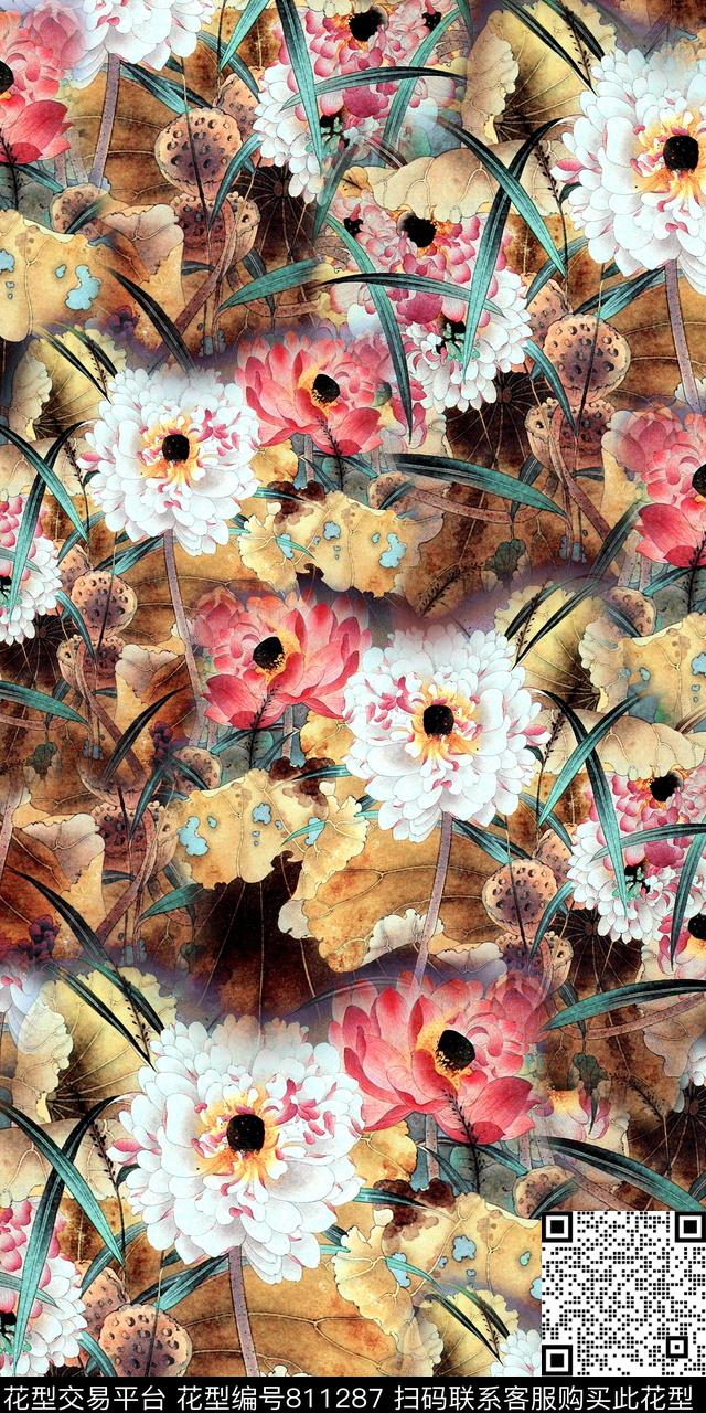 水彩花卉数码数码印花华亿平台下载（图片编号: 811287） - 瓦栏（Walan）