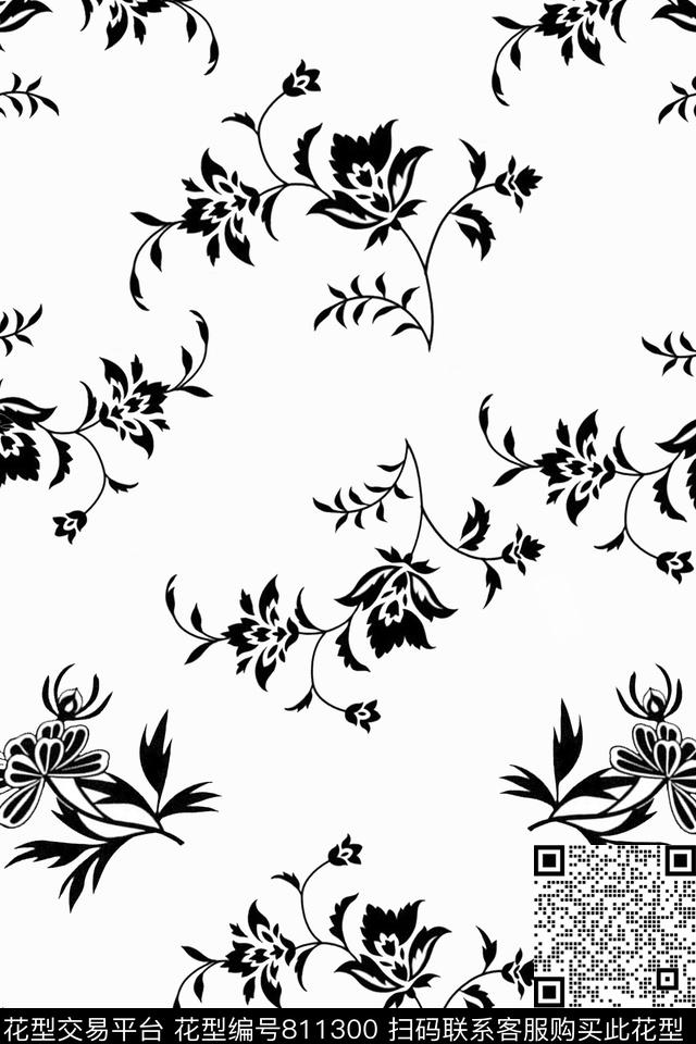 花瓣乱花花卉传统印花华亿平台下载（图片编号: 811300） - 瓦栏（Walan）