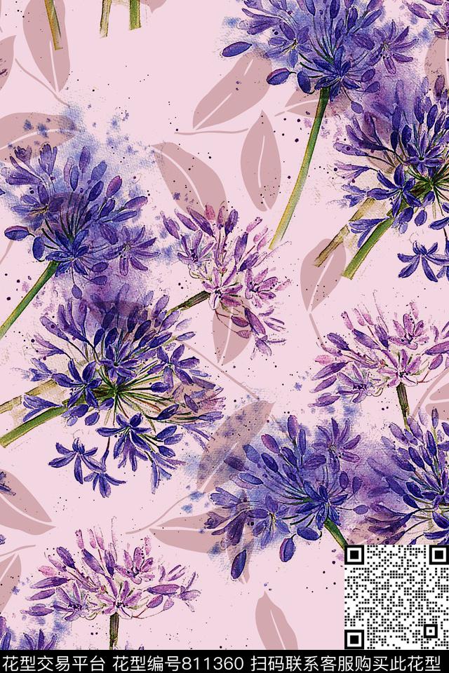 水彩叶子花卉数码印花华亿平台下载（图片编号: 811360） - 瓦栏（Walan）