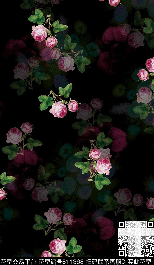 花卉女装香云纱数码印花华亿平台下载（图片编号: 811368） - 瓦栏（Walan）