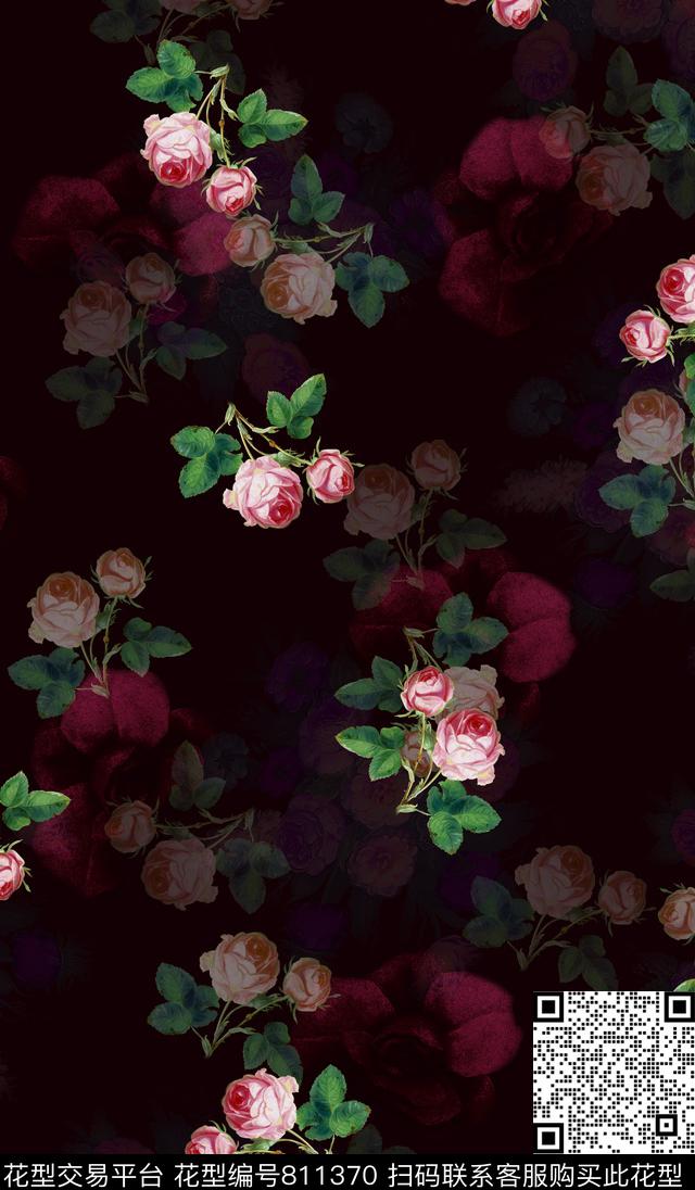 花卉女装香云纱数码印花华亿平台下载（图片编号: 811370） - 瓦栏（Walan）