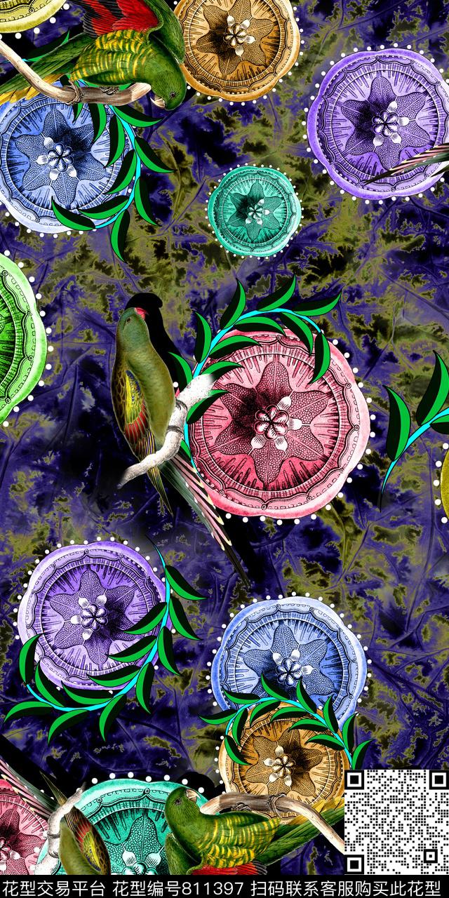 鸟几何数码数码印花华亿平台下载（图片编号: 811397） - 瓦栏（Walan）