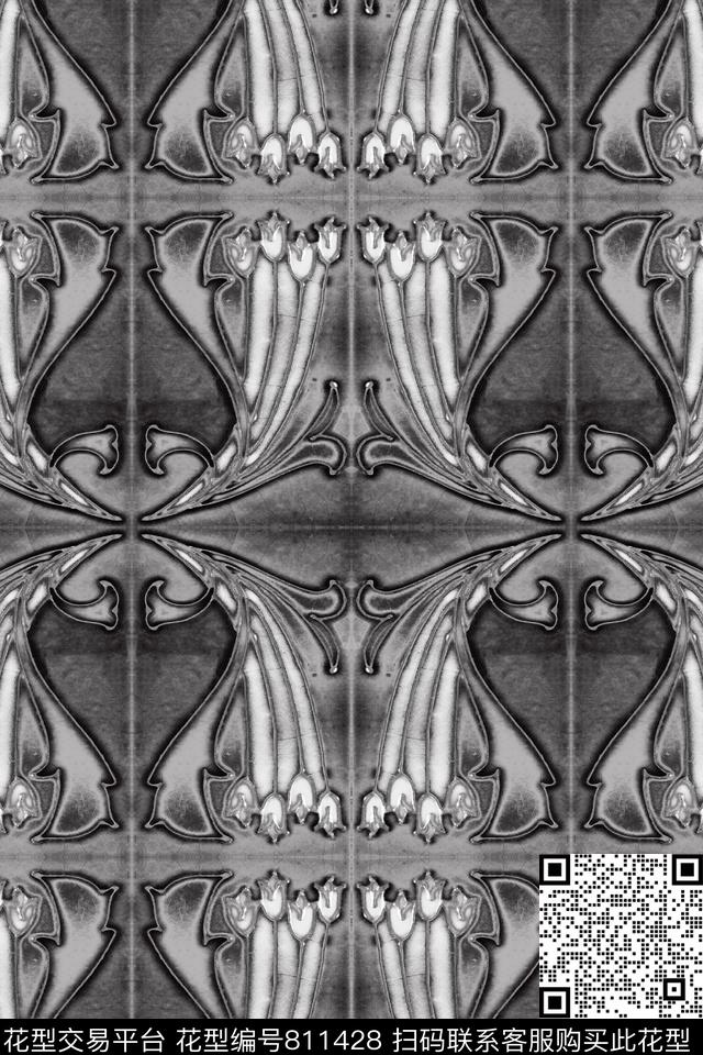 抽象花卉组合沙发美丽窗帘家纺数码印花华亿平台下载（图片编号: 811428） - 瓦栏（Walan）