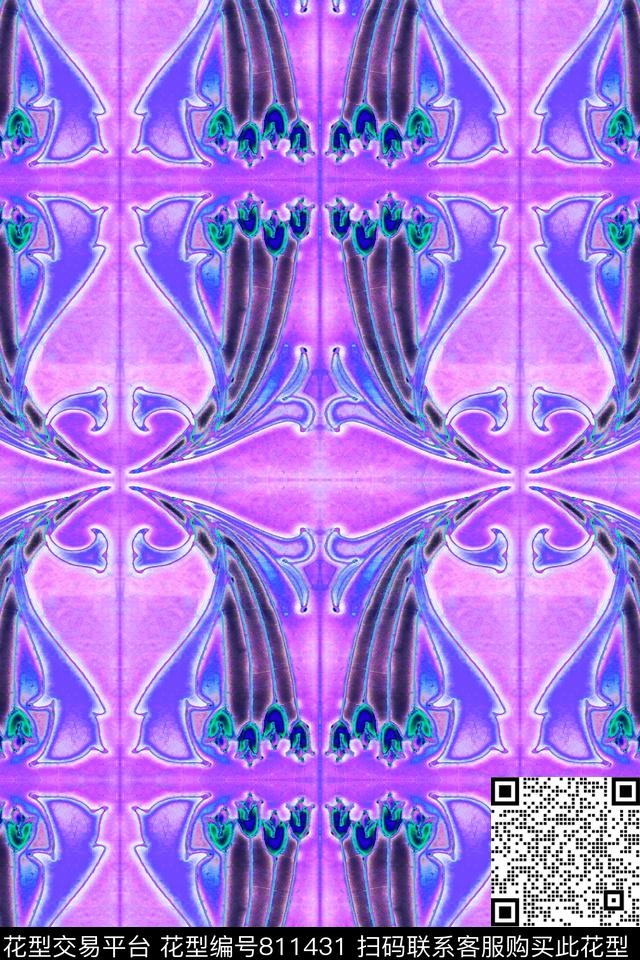 抽象花卉组合沙发美丽窗帘家纺数码印花华亿平台下载（图片编号: 811431） - 瓦栏（Walan）