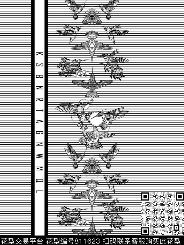 几何条纹鸟商务男装T恤华亿平台传统印花华亿平台下载（图片编号: 811623） - 瓦栏（Walan）