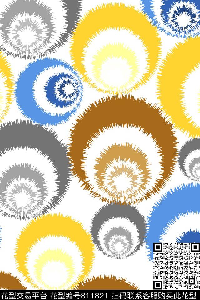 圆形纹理笔触传统印花华亿平台下载（图片编号: 811821） - 瓦栏（Walan）