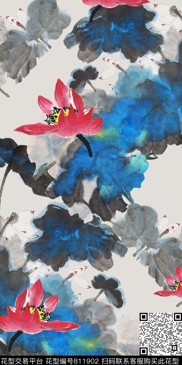 花朵雅致小清新数码印花华亿平台下载（图片编号: 811902） - 瓦栏（Walan）