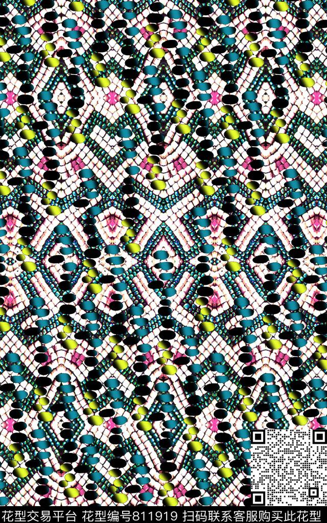 几何肌理水彩数码印花华亿平台下载（图片编号: 811919） - 瓦栏（Walan）