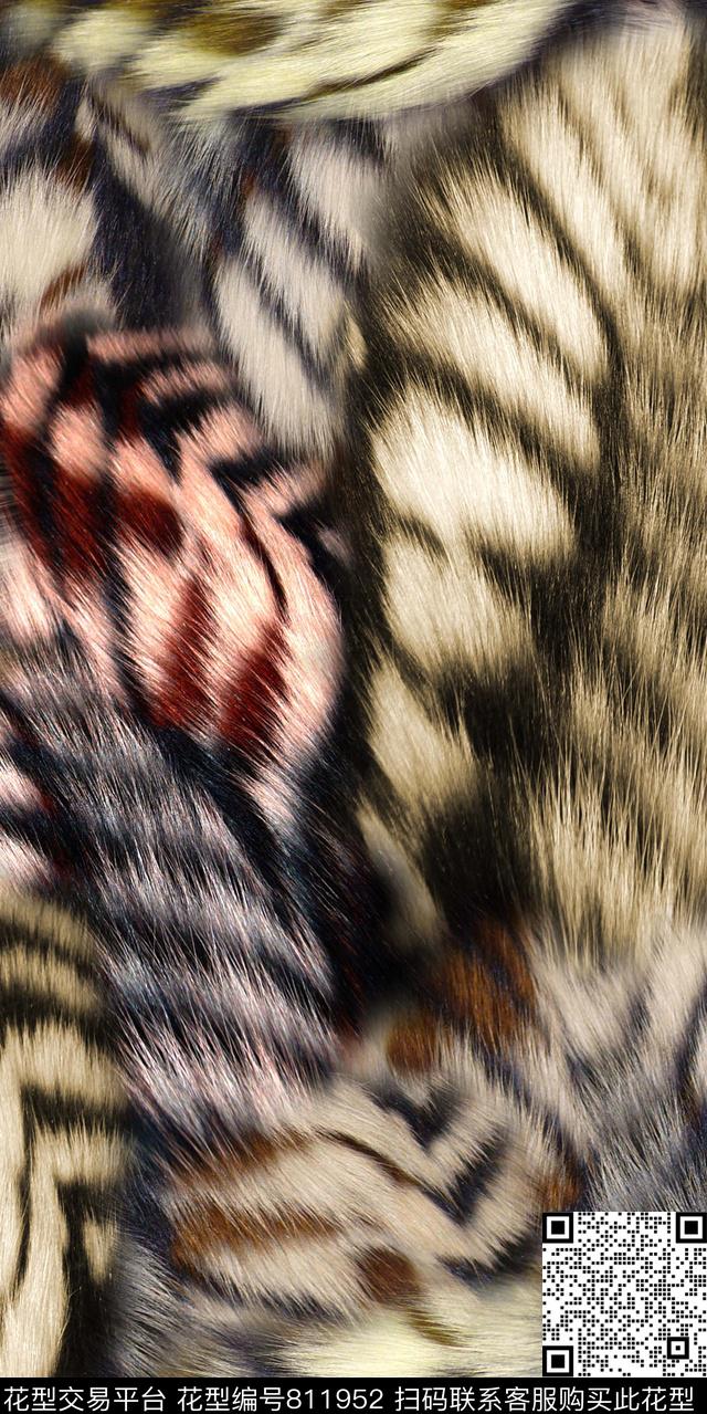 抽象肌理动物毛数码印花华亿平台下载（图片编号: 811952） - 瓦栏（Walan）