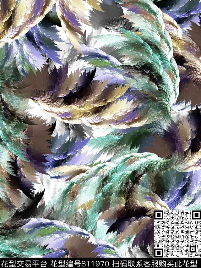 鸟羽毛炫彩羽毛数码印花华亿平台下载（图片编号: 811970） - 瓦栏（Walan）