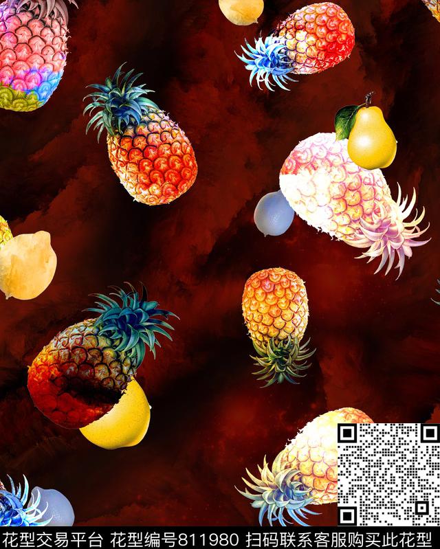 菠萝柠檬梨数码印花华亿平台下载（图片编号: 811980） - 瓦栏（Walan）