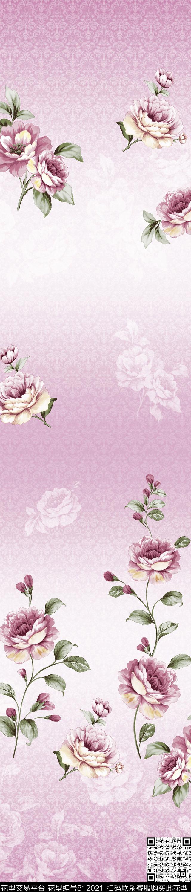 牡丹花卉窗帘传统印花华亿平台下载（图片编号: 812021） - 瓦栏（Walan）